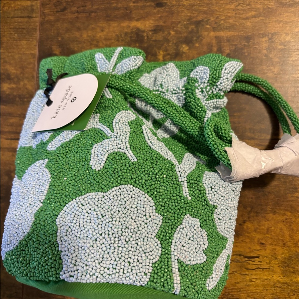 Kate Spade New York x Target Green Drawstring Beaded Bucket Bag